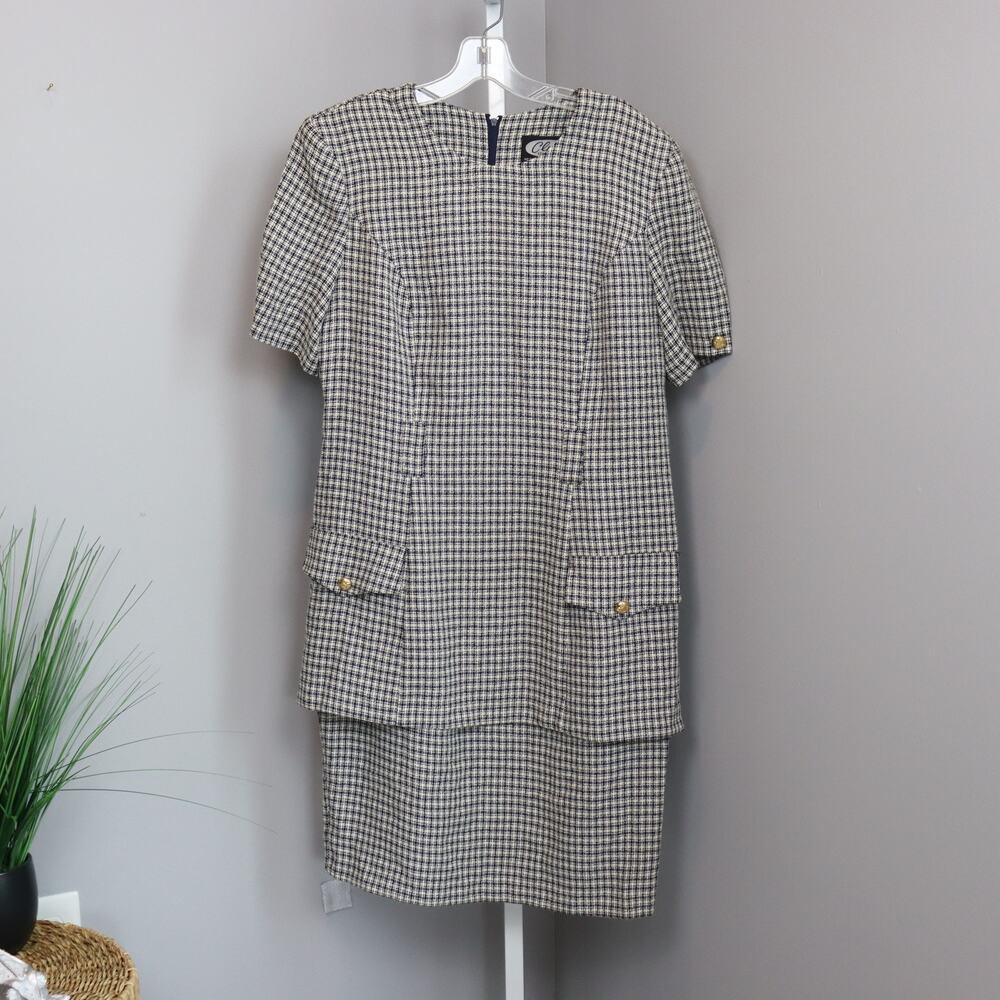 Vintage 90s Clues Collections Checkered Dress Size 14 Made in USA‎